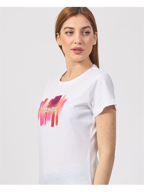 T-shirt donna Yes Zee in cotone con stampa YES ZEE | T222-T9010101